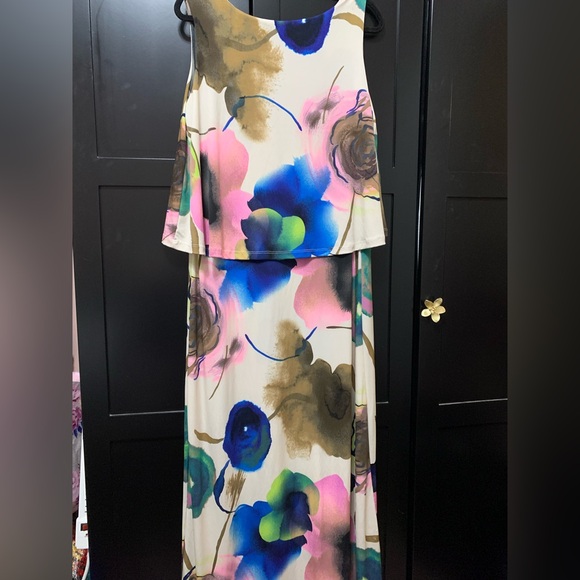 Lbisse 2X Floral Maxi Dress stretchy comfy spring colorful - Picture 2 of 6